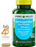 Ashwagandha Root Powder Capsules 500mg from Spring Valley - Natural Stress Relief &amp Energy Support Supplement 60 Count with Luall’s 45 Diabetes Decoded