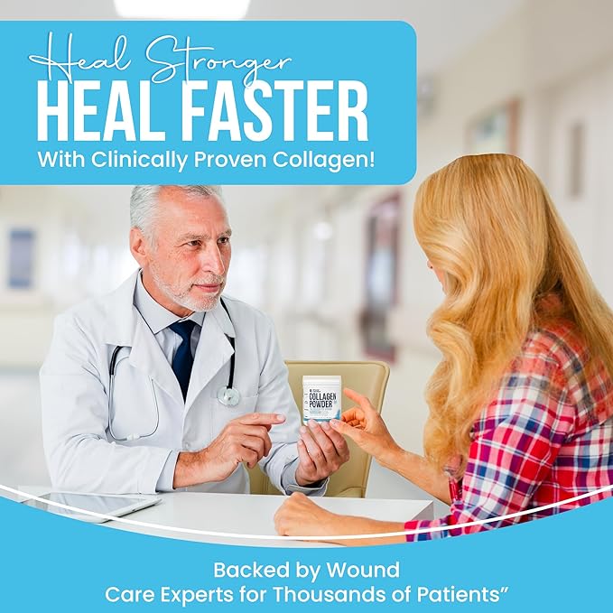 Wound Care Plus Collagen Peptides Powder Unflavored - Grass-Fed Hydrolyzed Collagen with 18g Protein - Supports Skin Hair &amp Joint Health - Non-GMO Keto Friendly