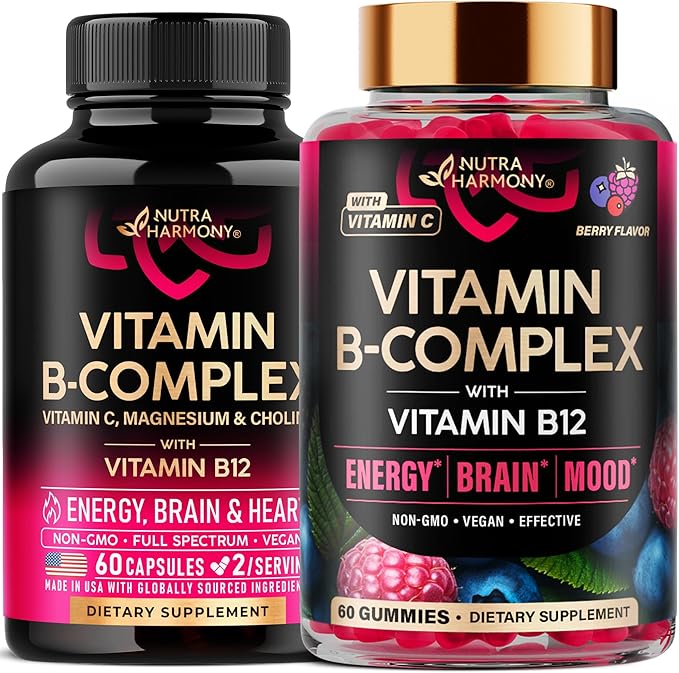 NUTRAHARMONY Vitamin B Complex Capsules &amp Gummies