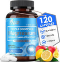 ASSR Triple Magnesium Complex – 300mg Magnesium Supplement with Glycinate Malate &amp Citrate – Supports Relaxation Muscle &amp Nerve Function – High Absorption Vegan Non-GMO 120 Capsules