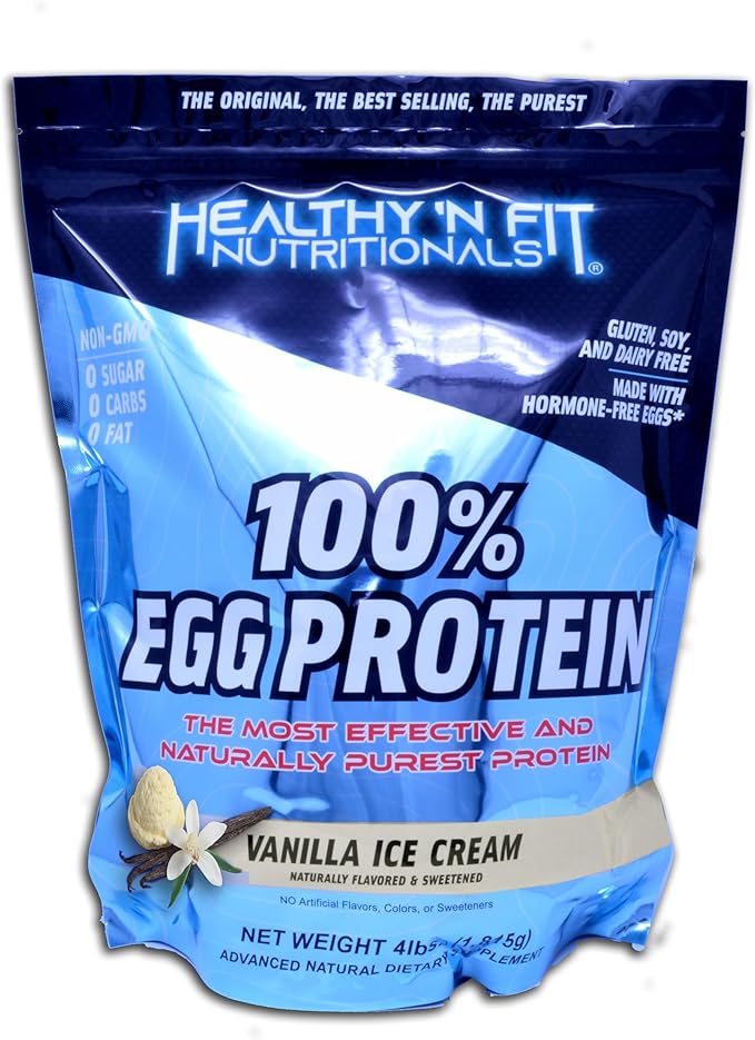 Healthy 'N Fit 100% Egg Protein- Vanilla (4lb): 100% Egg White Protein Plus Natural Peptides.-Naturally Sweetened Pure Keto Paleo Friendly
