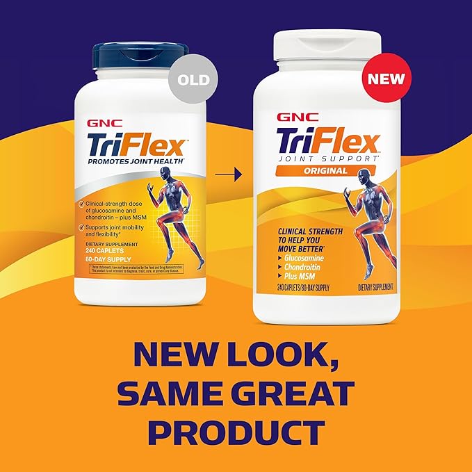 GNC TriFlex Joint Bone &amp Cartilage Health Supplement Clinical Strength Glucosamine &amp Chondroitin MSM Supports Mobility Flexibility &amp Comfort 240 Caplets