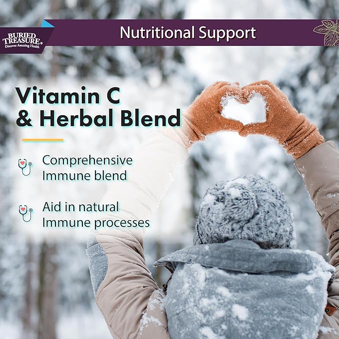 Buried Treasure ACF Immune Support - 16 oz 16 Servings Vitamin C Elderberry Zinc Liquid Immune Booster with Vitamins and Minerals w/ Dose Cup