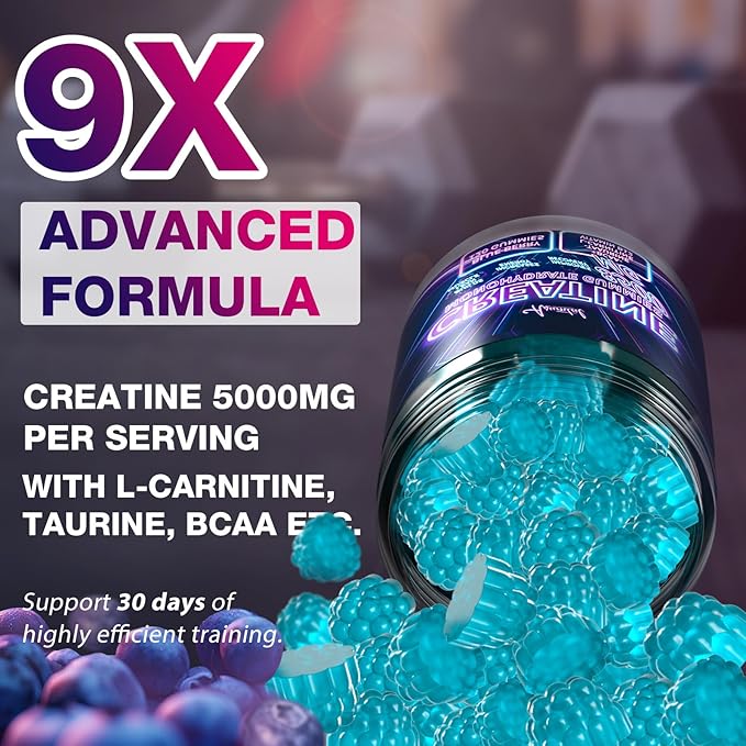 Creatine Monohydrate Gummies Complex 8500 MG for Men &amp Women Creatine Monohydrate Supplement 120 Chews