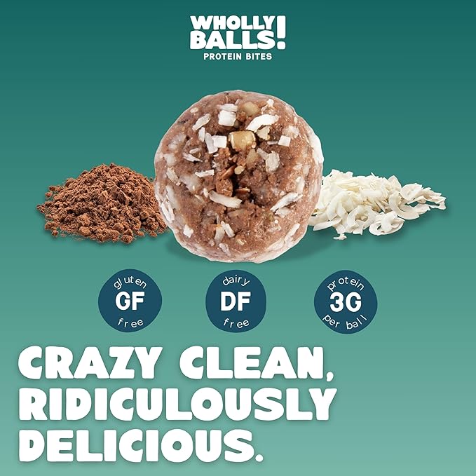 Wholly Balls Protein Bites – Healthy Plant-Based Snack | High Protein Low Sugar Gluten-Free Energy Balls (Pack of 3 O.G)