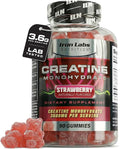 Iron Labs Nutrition Creatine Monohydrate Gummies (90 Gummy Bears) - 3600mg Per Serving - LAB Tested - Strawberry Flavor - High Strength Creatina for Men &amp Women (90 Vegan Gummys)