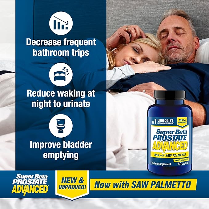 SUPER BETA PROSTATE Advanced with Saw Palmetto - Prostate Health Supplements for Men Bladder &amp Urinary Support with Beta-sitosterol Reishi Saw Palmetto Vitamin D Zinc Oxide Selenium - 180 Co