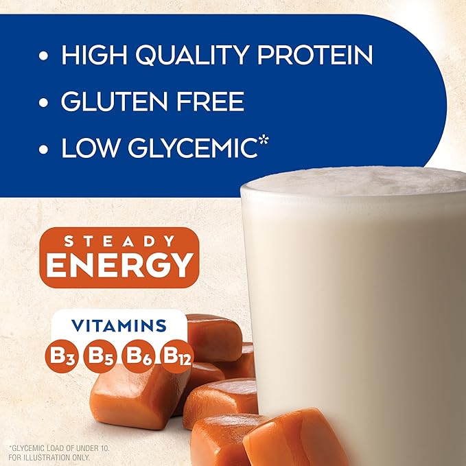 Atkins Energy Shake Creamy Caramel with Protein Gluten Free 4 Count(Pack of 3) and Caramel Chocolate Nut Roll Snack Bar High in Fiber 2g Sugar 16 Count