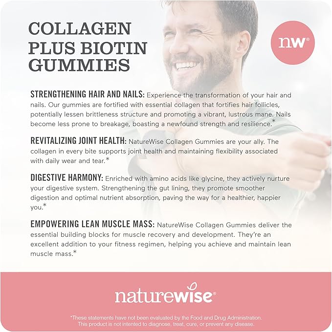 NatureWise Vitamin D3 5000IU (125mg) 360-Count + Collagen Gummies with Biotin &amp Vitamin C E 60-Count - Bundle for Immune &amp Bone Hair Skin Nails Support - Gluten Free Soy Free Non-GMO