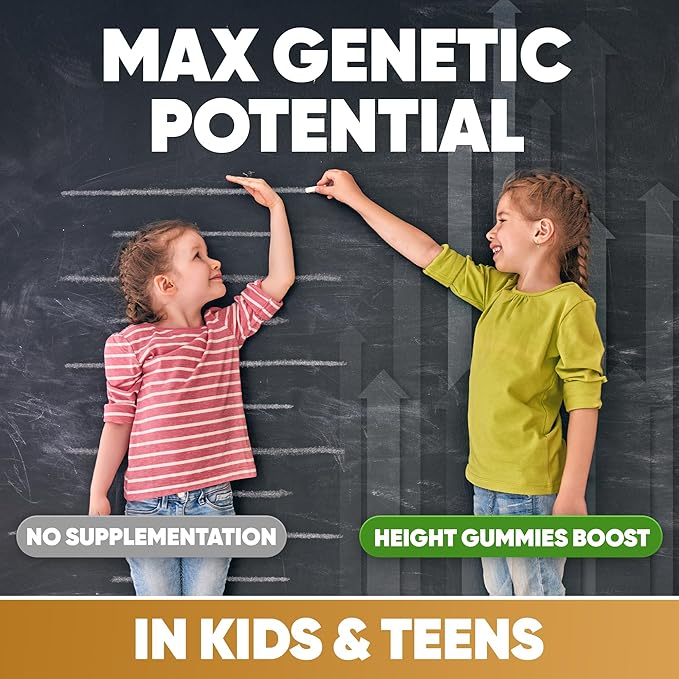 Height Growth Increase Vitamin Gummies Calcium Magnesium Zinc Ashwagandha Glucosamine Grow Tall Supplement Multivitamin for Kids Teens Adults