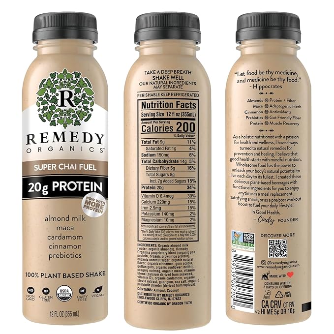 Remedy Organics Protein Variety 12-Pack | Plant Based Protein Shakes Ready to Drink | USDA Organic Gluten Free Dairy Free Soy Free