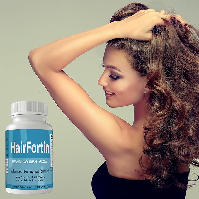 Hairfortin Advanced Hair Growth Vitamins and Minerals - Extra Strength Formula for Hair Skin and Nails with Biotin - Gluten Free 60 Capsules