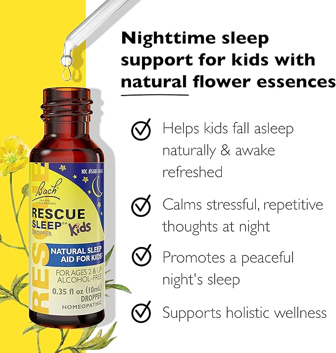 Nighttime Sleep Aid Bundle 3Pk - Bach Rescue Sleep Kids Dropper 10mL [and] Rescue Sleep Liquid Melts 28Ct [and] Rescue Plus Sleep Gummies with 5mg Melatonin/dose 60Ct