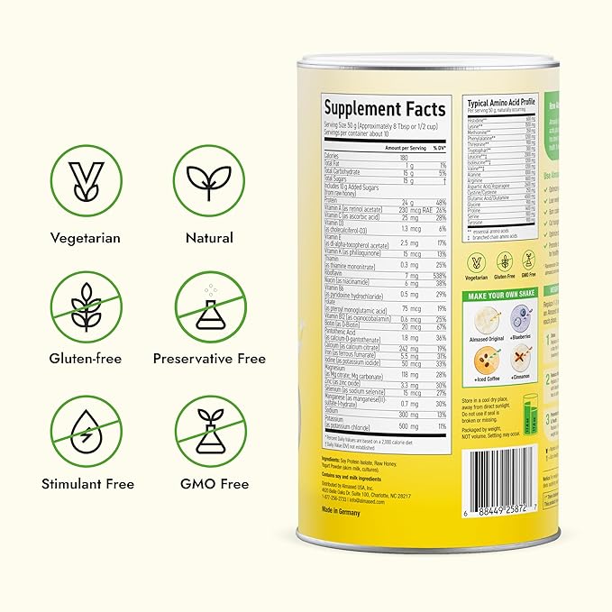 Almased | High Protein Shakes | Meal Replacement Shake | Meal Replacement Powder for Weight Loss with Shaker Bottle (Original and Vanilla 2 Cans of 17.6 oz + Bottle + Scoop)
