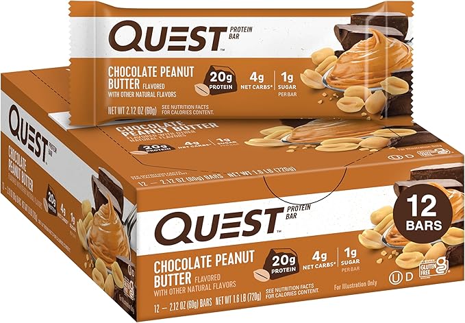Quest Nutrition Crispy Chocolate Peanut Butter Hero Protein Bar 18g Protein &amp Chocolate Peanut Butter Bars High Protein Low Carb Gluten Free Keto Friendly 12 Count