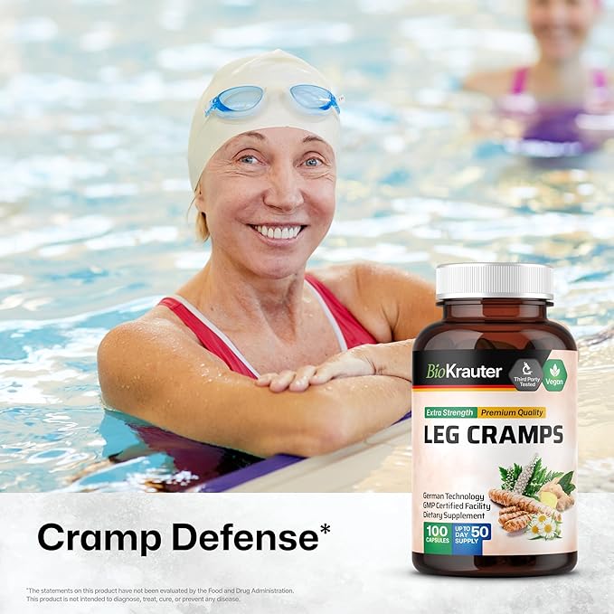 BIO KRAUTER® Magnesium Glycinate for Leg Сramps &amp Relax - 5-in-1 Formula Magnesium Glycinate 400mg with Turmeric Black Cohosh Ginger Chamomile 1200 mg 100 Caps - No Fillers Non-GMO 50-Day Sup