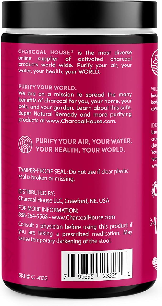 Charcoal House Activated Bamboo Charcoal Powder Food Grade - Beauty &amp Cosmetics - Use in Skin Care Body Scrub Facial Cleanser Soap Making Face Wash &amp Teeth- 11 oz