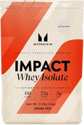 Myprotein Impact Whey Protein Isolate 2.2 Lbs (40 Servings) Unflavored 22g Protein 3.5g Glutamine &amp 4.5g BCAA Per Serving Shake for Muscle Strength &amp Recovery