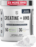 SteelFit Creatine HMB Powder - 5g Creapure Creatine Monohydrate Powder 3g myHMB &amp 1000 IU Vitamin D - Workout Supplement Supports Muscle Growth Strength Recovery &amp Energy - Unflavored 30 S