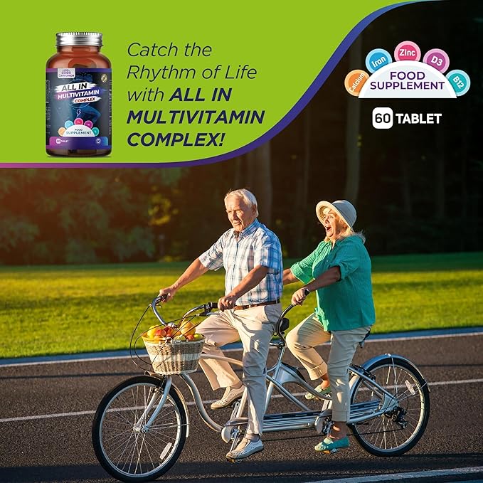 All in Multivitamin Complex – Daily Tablet with Calcium Iron Zinc Vitamin C B Complex D3 E A &amp More – Complete Daily Nutritional Support for Adults – 60 Tablets | 60 Day Supply