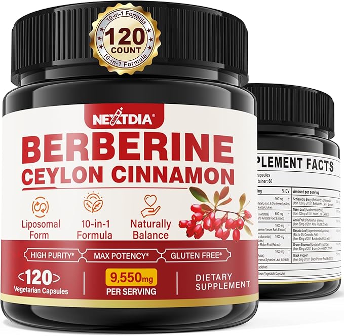 Berberine Supplement 1500mg + Liposomal Calcium AKG Supplement 1500mg