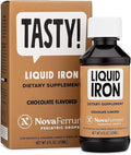 NovaFerrum Tasty | Pediatric Drops Liquid Iron Supplement for Infants Toddlers &amp Kids | 15mg of Iron Per 1mL Dose | Ages 4 &amp Under | Gluten Free | Sugar Free | Chocolate Flavored | 120 Servin