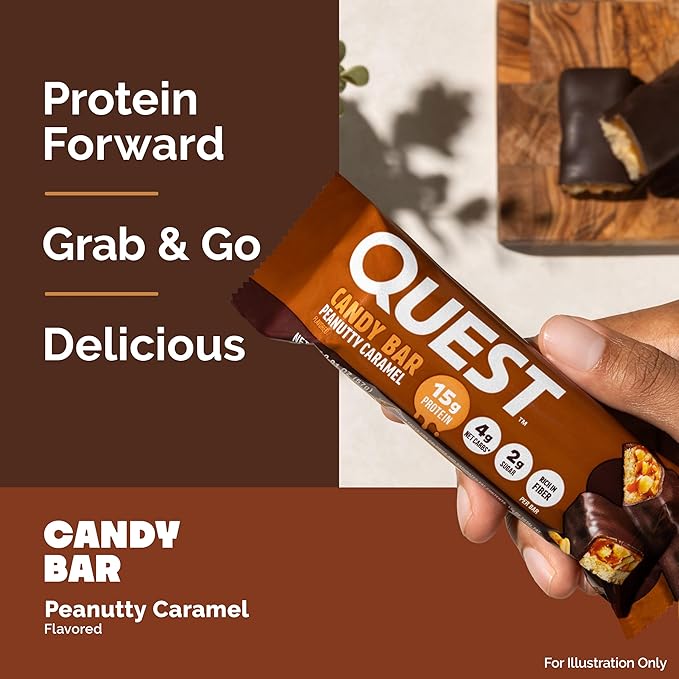 Quest Nutrition Protein Bar Peanutty Caramel Flavor 15g Protein 2g Sugar Low Sugar Gluten Free 12 Count