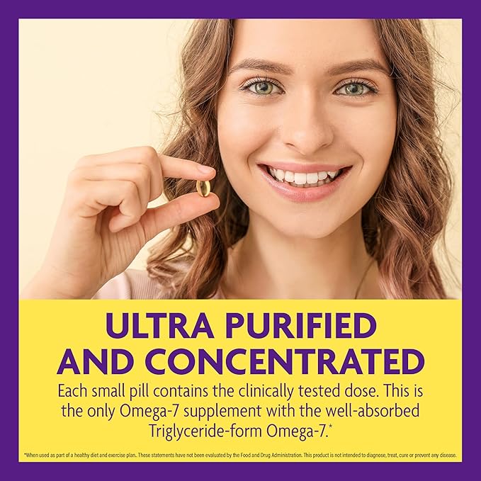 InnovixLabs Purified Omega 7 Supplement - 210 mg Omega-7 Palmitoleic Acid Fish Oil for Metabolism &amp Triglyceride Support Essential Fatty Acids IFOS Approved 30 Softgels (Pack of 2)