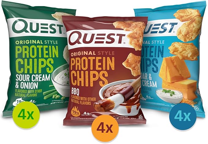 Quest Nutrition Ready to Drink Salted Caramel Protein Shake High Protein &amp Protein Chips Variety Pack (BBQ Cheddar &amp Sour Cream Sour Cream &amp Onion) High Protein Low Carb 1.1 Ounce (