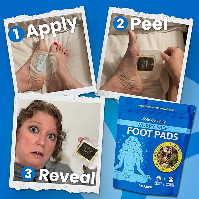 Sole Serenity 2 Pack Worry-Free &amp Good Night Foot Pads Bundle Minerals &amp Herbal Blends for Nightly Self-Care.