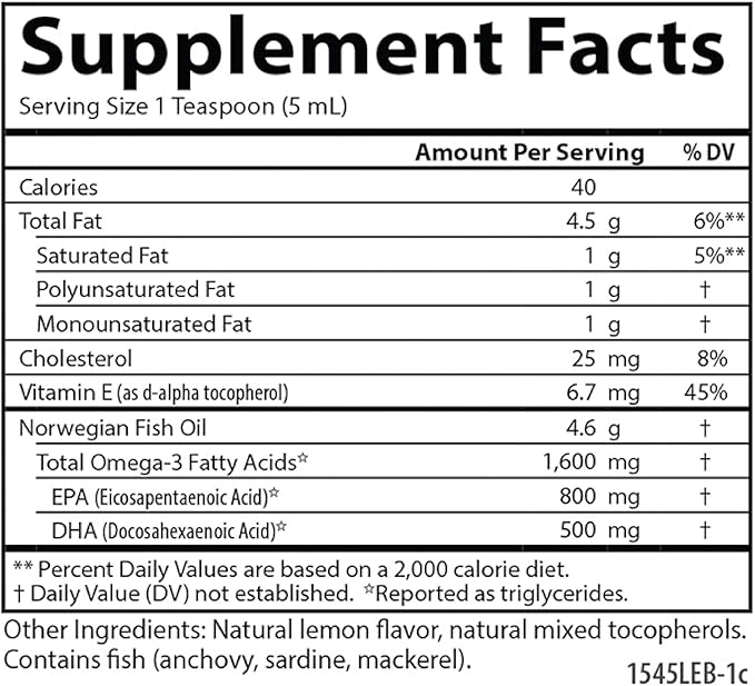 Carlson - The Very Finest Fish Oil Special Edition 1600 mg Omega-3s Liquid Supplement Norwegian Fish Oil Wild-Caught Sustainably Sourced Liquid Lemon 500 mL (16.9 Fl Oz)