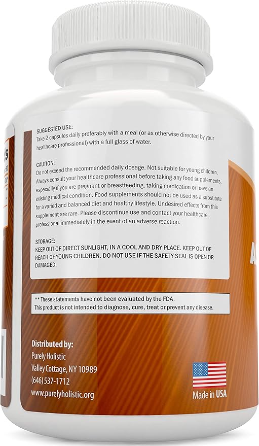 Purely Holistic Resveratrol 1450mg + Organic Ashwagandha 1300mg &amp Black Pepper - Vegan Bundle - 180 + 180 Capsules - Packed with Potent Antioxidants - Made in USA
