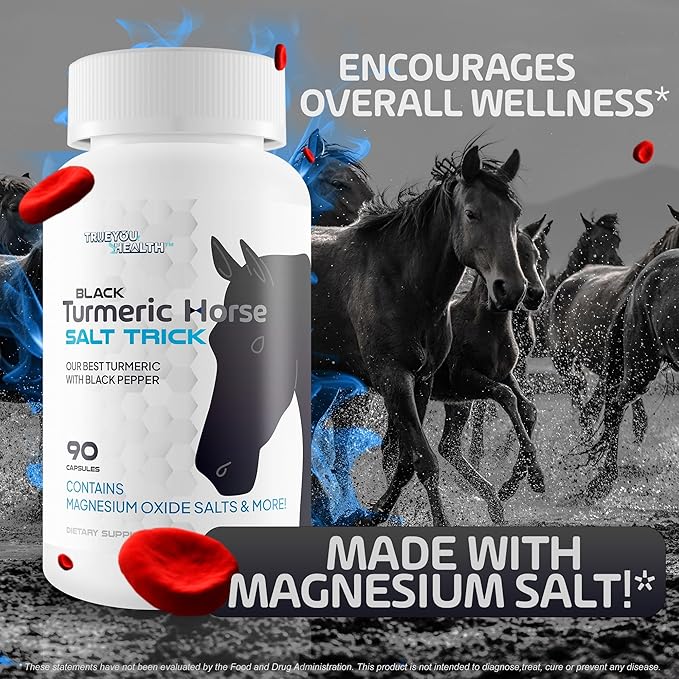Black Turmeric Horse Salt Trick - Our Best Turmeric with Black Pepper - Ultra High Absorption Natural Formula - Gold Turmeric Curcumin Ginger Supplement - Curcumin Turmiric with Black Pepper