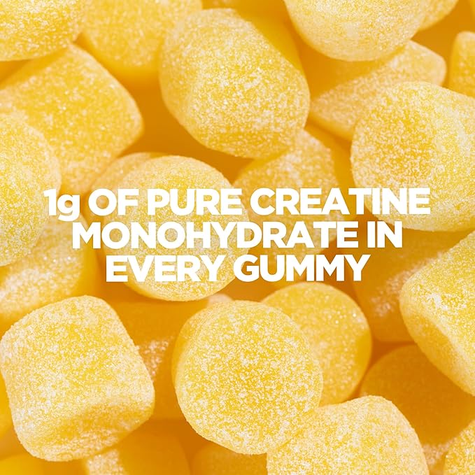 Myprotein Creatine Gummies 5g Creatine Monohydrate per Serving Lemon 90 Count 18 Servings Chewable Post/Pre Workout Strength &amp Recovery Sports Nutrition Supplement Vegan Non-GMO