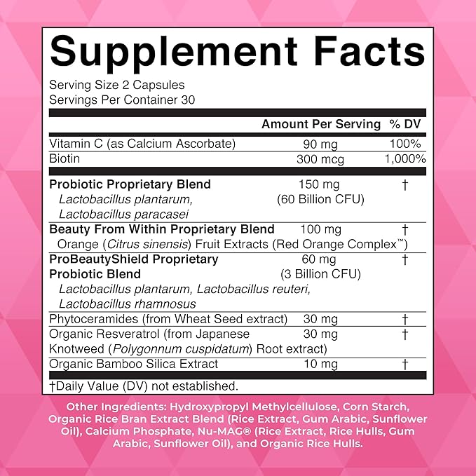 MaryRuth Organics Probiotic Beauty Capsules | Vegan Collagen Support | Anti Aging | Gut Health | Hair Skin and Nails Vitamins | Skin Care | Biotin | Non-GMO Project Verified | 60 Count