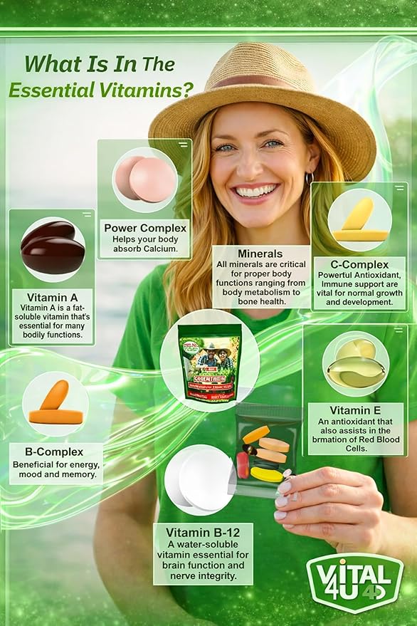 VITAL 4U® Vitamin Essentials - Daily Multivitamin for Both Men and Women Immune Support Multimineral Formula - 30 Servings
