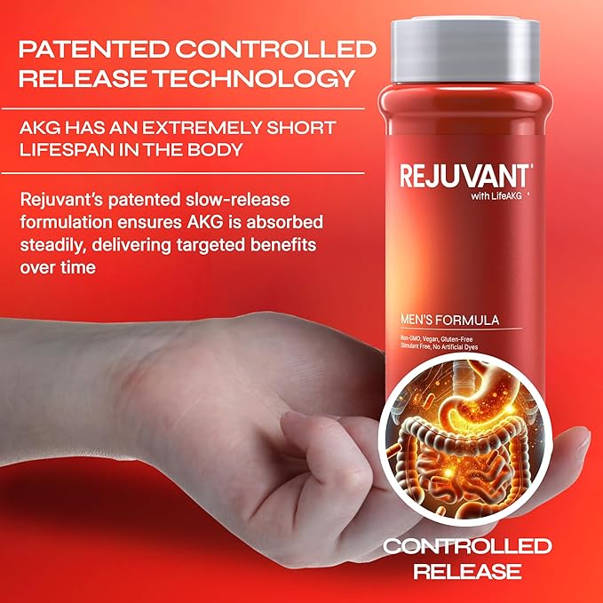 Rejuvant AKG Longevity Supplement 1000MG Ultra 98% Pure (Calcium Alpha-Ketoglutarate) New Formula Coated Tablets Patented Vitamin Rich Controlled Release Formula 180 Tablets
