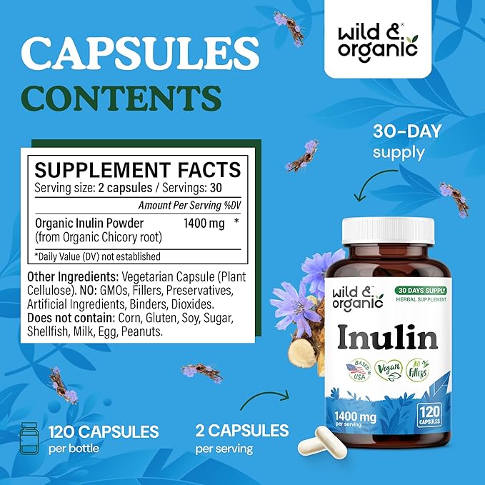 Wild &amp Organic Inulin 120 Capsules &amp Berberine 120 Capsules