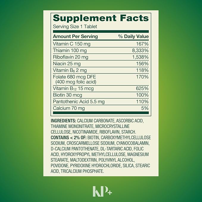 KP+ Super Vitamin B-Complex | Energy Support | 250 Tablets | Non-GMO | Gluten Free | Pack of 1