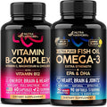 NUTRAHARMONY Vitamin B Complex Capsules &amp Omega 3 Fish Oil Softgels