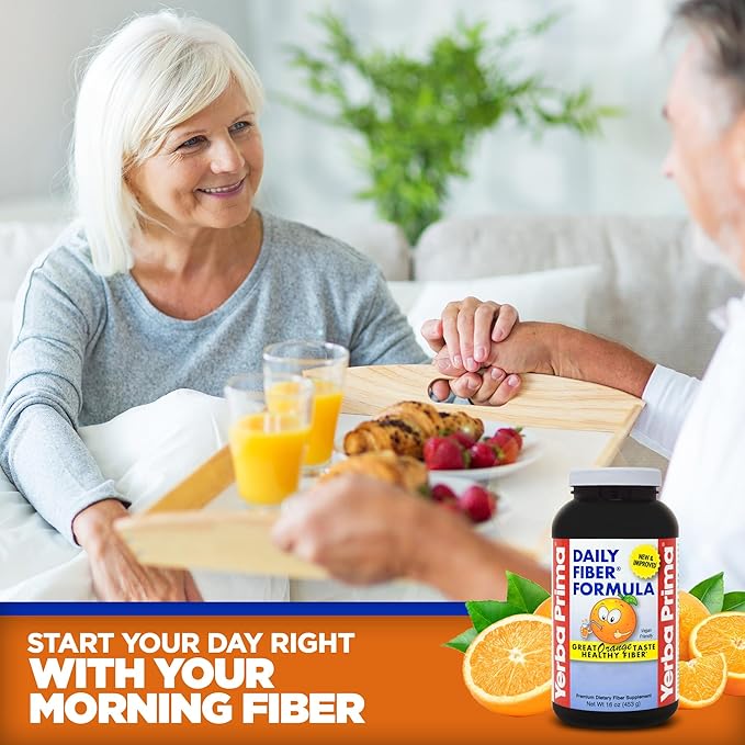 Yerba Prima Daily Fiber Formula 16 oz Powder (Pack of 3) - Great Tasting Premium Dietary Fiber Supplement Made in The USA Non-GMO Gluten Free Natural Orange Flavor