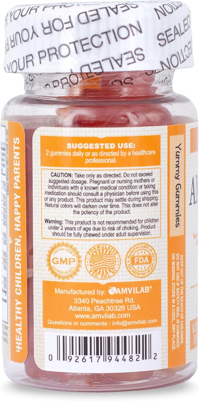Amevit Kids Gummy Multivitamin - Complete Daily Vitamins for Children - with Essential Nutrients for Growth &amp Immunity - Natural Fruit Flavor - 30 Gummies