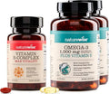 NatureWise [1] Vitamin B Complex - Gluten-Free Non-GMO - 60 Softgels[30-Day Supply] + (Pack of 2) Omega 3 Fish Oil 1000mg + Vitamin E - Wild-Caught - 60 Softgels[30-Day Supply]