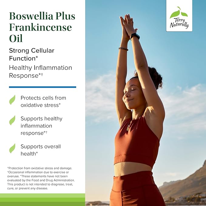 Terry Naturally Boswellia Plus Frankincense Oil - Joint Support Supplement to Support Mobility &amp Joint Comfort - Support Cellular Health with Boswellia &amp Frankincense Oil - 60 Softgels (Pack o