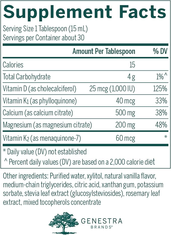 Genestra Brands Cal Mag Vanilla Liquid + | Calcium-Magnesium Supplement | 15.2 fl. oz.