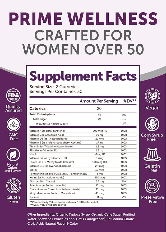 Lunakai USA Made Women 50+ Multivitamin &amp Probiotic Gummies Bundle – Immune &amp Digestive Support – 60 Non-GMO Gummies Each
