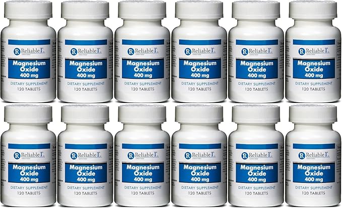 Magnesium Oxide 400 mg Dietary Supplement Tablets Generic MegOx 120 Tablets per Bottle Pack of 24