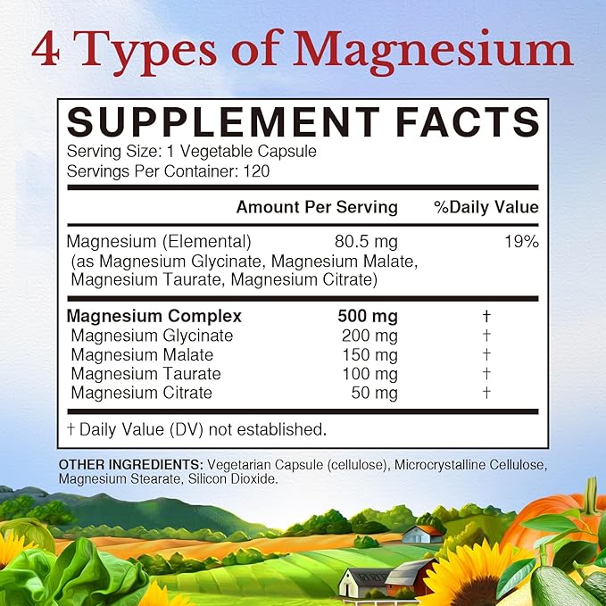 Vitalitown Magnesium Complex &amp Inositol Bundle - 500mg Chelated Magnesium Glycinate + Myo-Inositol &amp D-Chiro for Women Sleep Support Muscle Relaxation &amp Hormone Balance Vegan Non-GMO