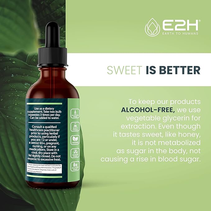 E2H Ashwagandha Liquid Drops - All-Natural Ashwagandha Supplement for Stress Relief and Mood Enhancer- Organic Ashwagandha Root Extract Effective Cortisol Manager | Non-GMO Vegan | 2 Fl Oz