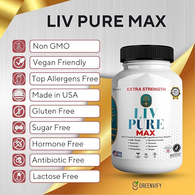 Liv Pure Max Extra Strength Liver Support Supplement 60 Veggie Capsules with Milk Thistle and Natural Ingredients (2)